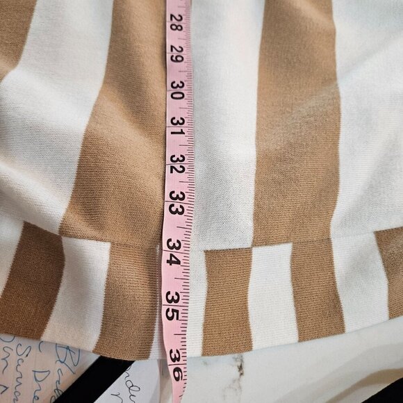 Chico's One Size Tan & White Striped Waterfall High Low, Shawl Cape Wrap Cotton - Picture 5 of 8
